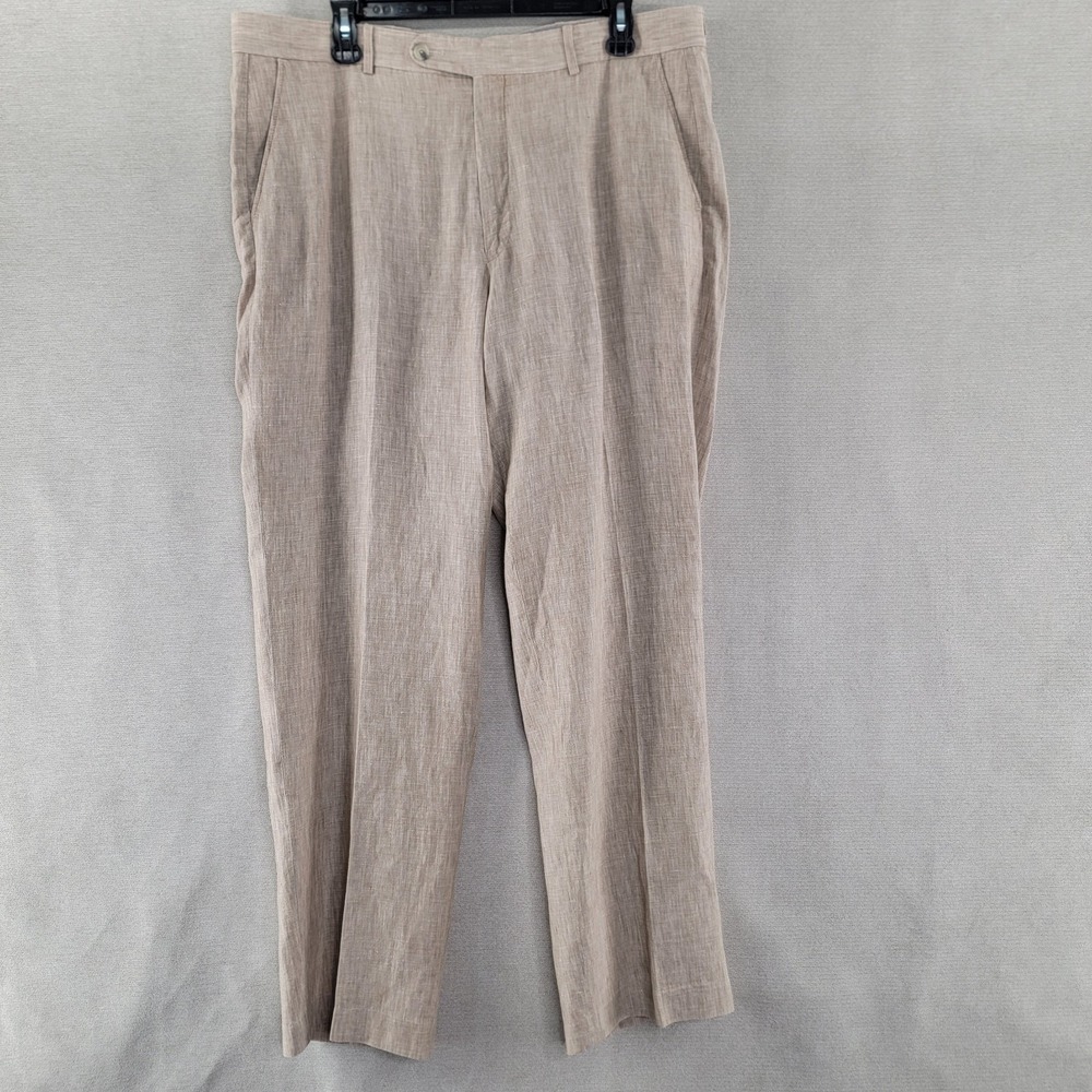 Ballin Mens Pants 100% Linen Straight Dress Coastal Beachy Chino Size 36 Beige